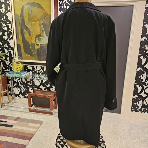 Gallery Women's Black Midi Trench Coat Jacket Sz M Removable Lining Belted - Picture 5 of 13